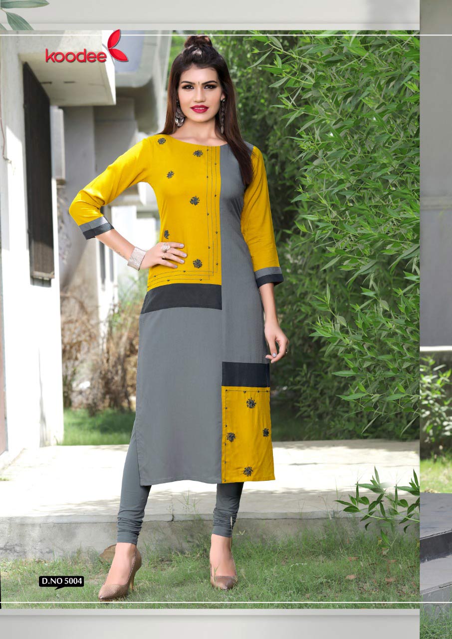 Pahal Vol-1 Koodee Rayon Handwork Straight Long Kurti Pahal Vol-1 Koodee Rayon Handwork Straight Long Kurti